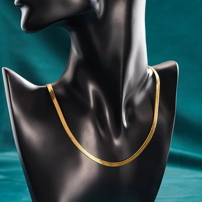 Huitan Snake Chain Necklace – Stainless Steel for Women Chain Necklace Axl