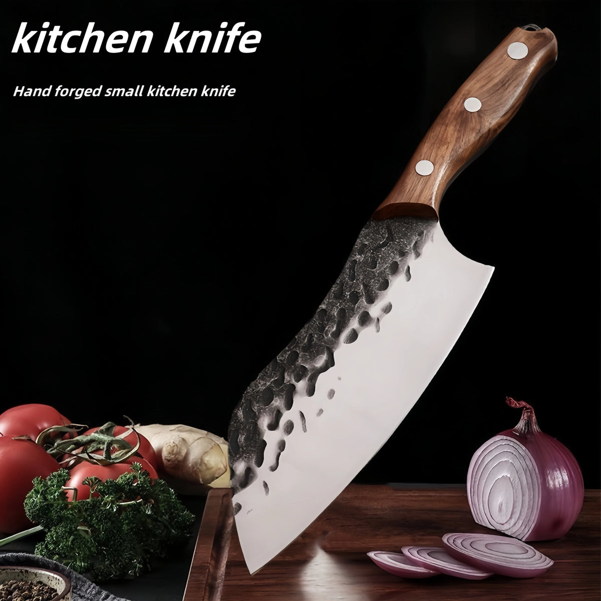 Handmade Forged Meat Cleaver – Walnut Handle, 56 HRC Steel Kitchen Cleaver Knife Axl