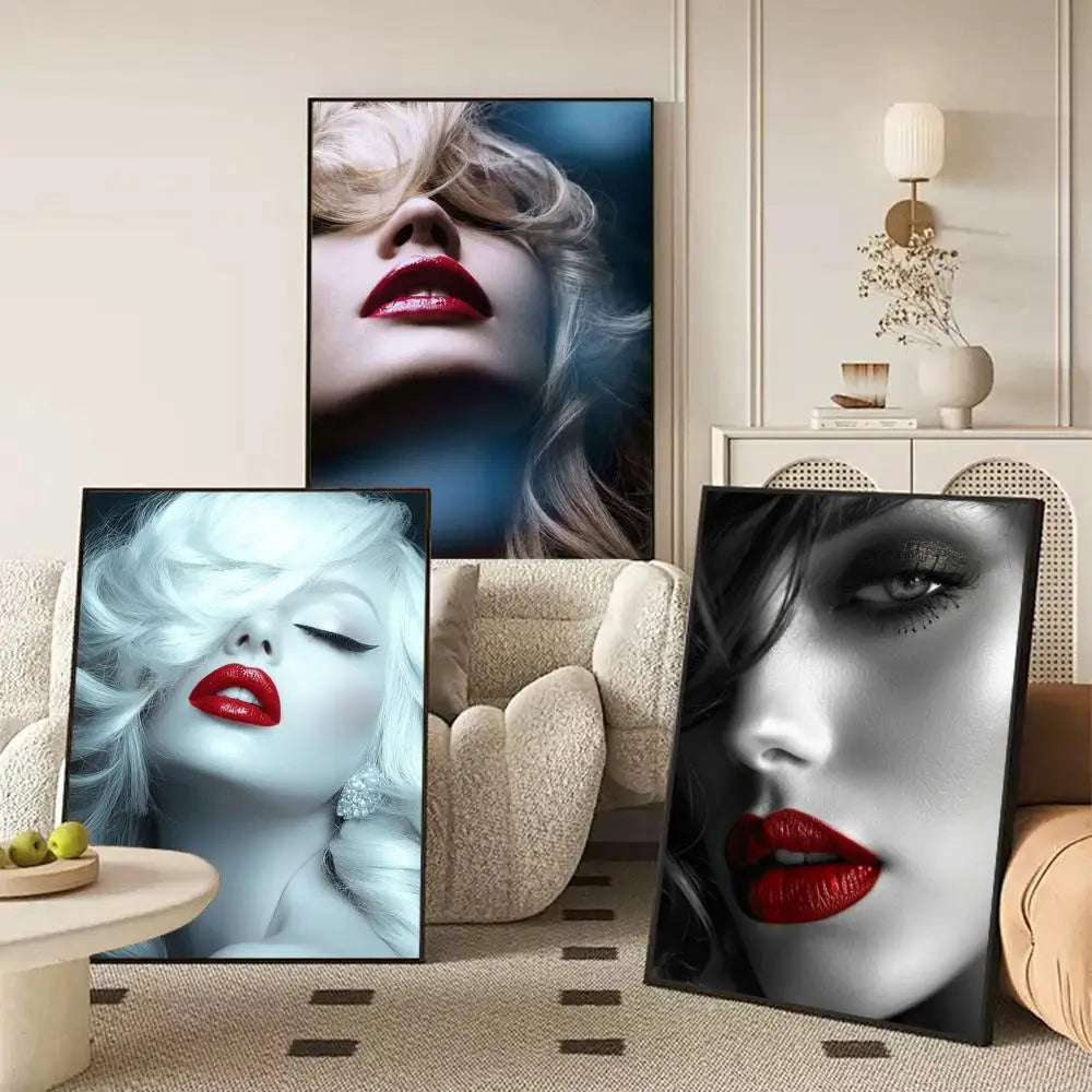 Red Lips Self-Adhesive Wall Poster | Modern Art Sticker Décor Wall Art Sticker Axl