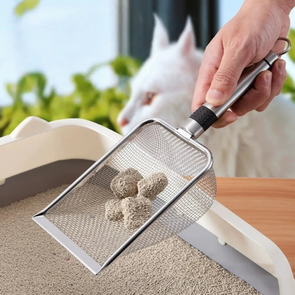 2-Pack Stainless Steel Cat Litter Scoop – 3.8mm Mesh Cat Litter Scoop Axl