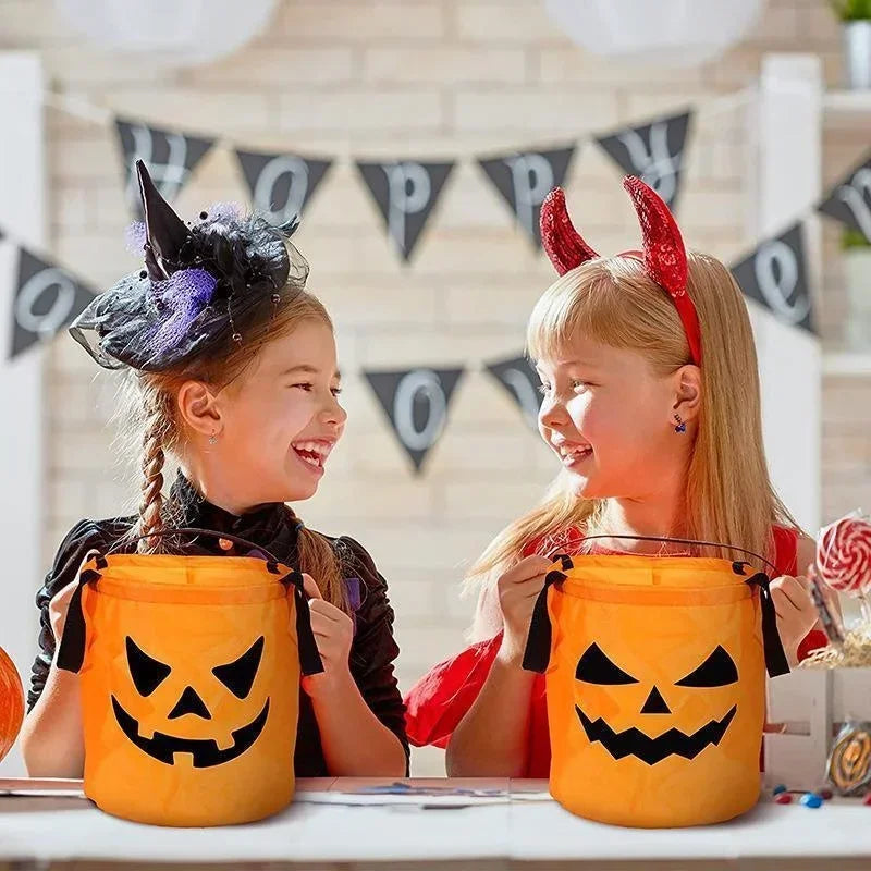 LED Light-Up Halloween Pumpkin Trick or Treat Candy Bucket Bag Halloween Candy Bucket Axl