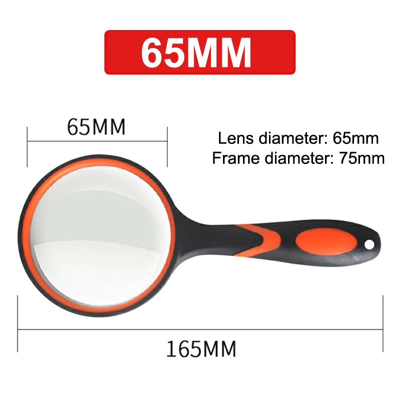 75mm Handheld Magnifying Glass 10x – Kids & Seniors Lens Handheld Magnifying Glass Axl orange 65mm