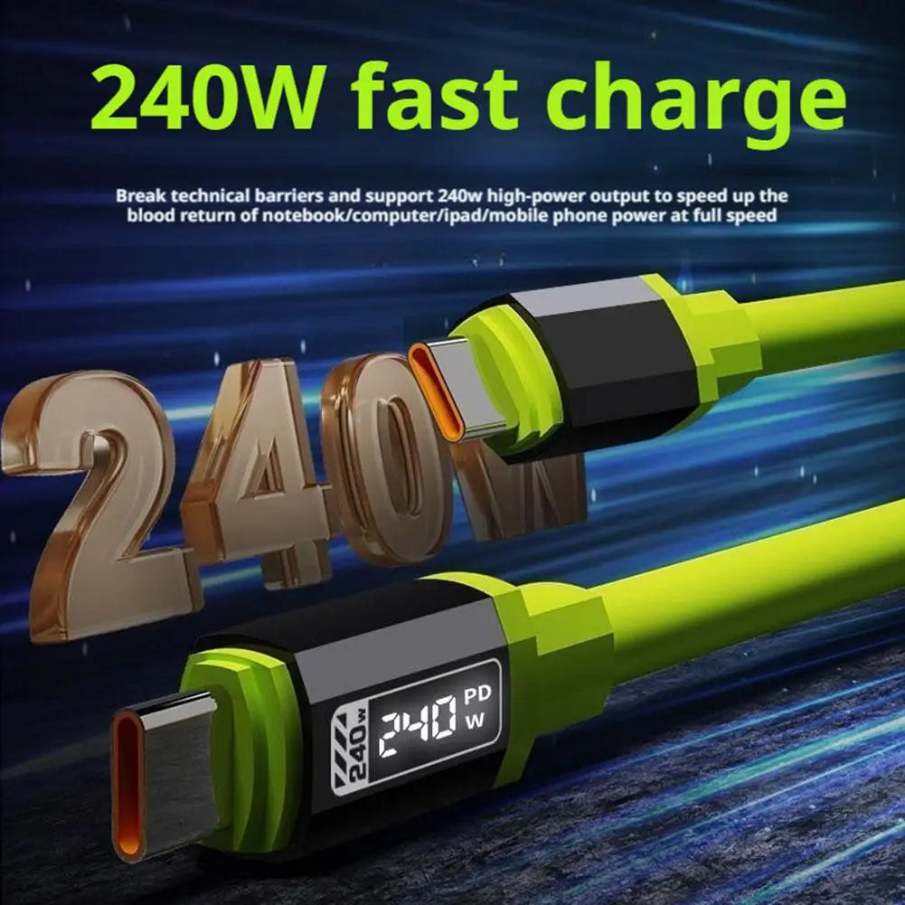 240W USB-C Liquid Silicone Fast Charging Cable – 1M & 2M USB-C Charging Cable Axl