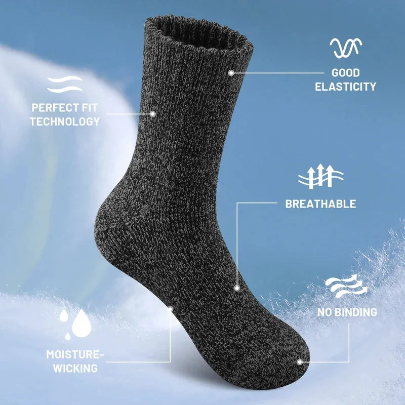 3 Pairs Men's Thermal Wool Socks – Hiking & Winter Snow Thermal Winter Socks Axl