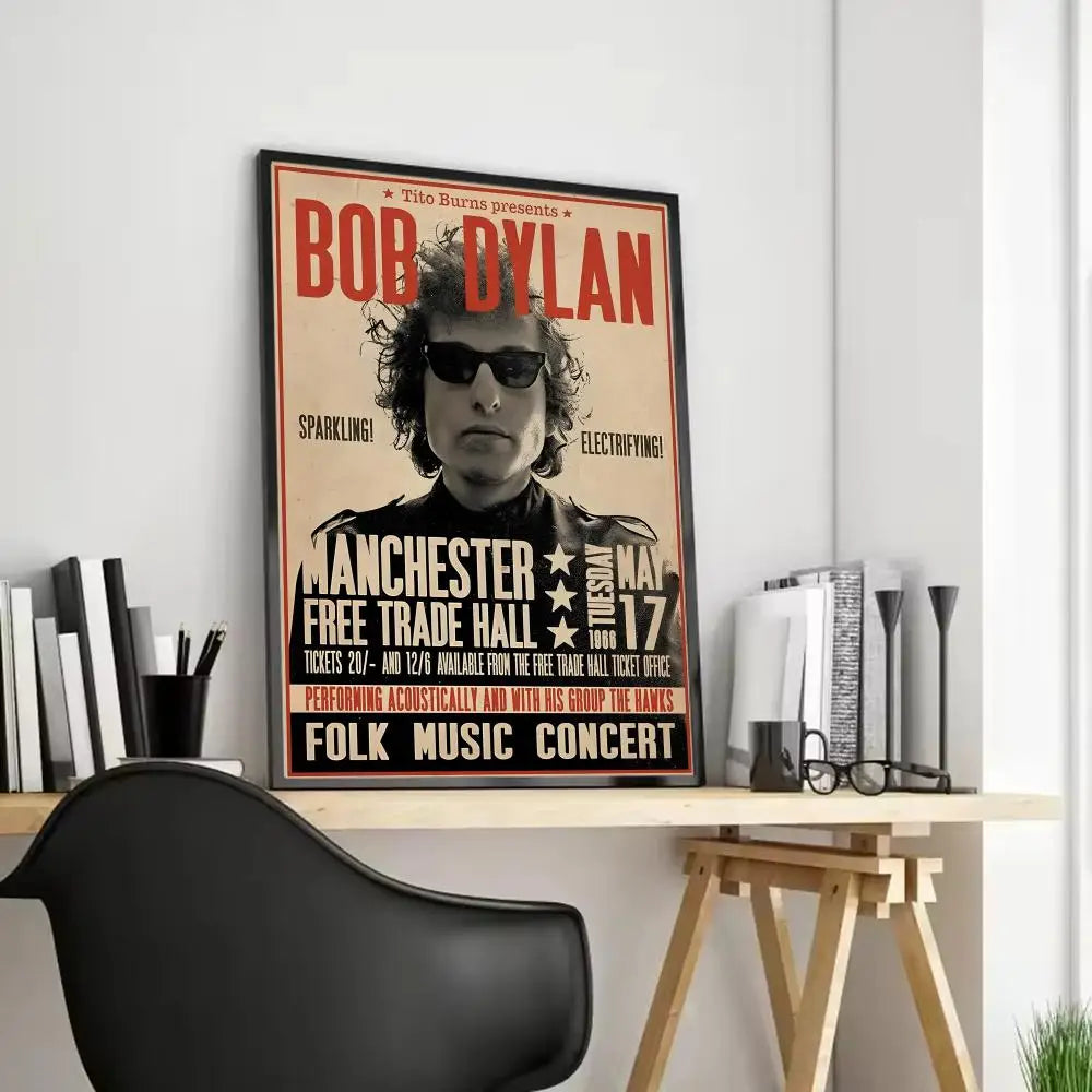 Bob Dylan Canvas Wall Art – Vintage Abstract Unframed Poster Canvas Wall Art Axl Black1 50X70cmFrameless
