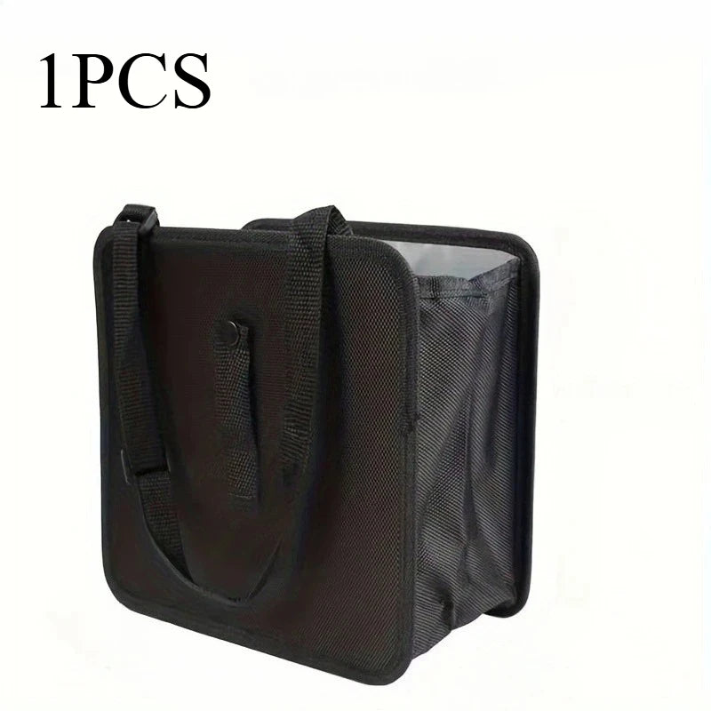 Car Trash Can – Folding Hanging Oxford Storage Bag with Zipper Car Storage Organizer Axl black-1pcs
