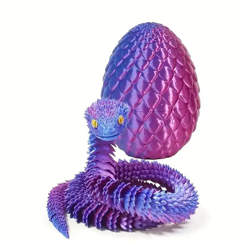 3D Printed Snake & Surprise Egg Set – Holiday Desktop Decor Novelty Figurine Set Axl