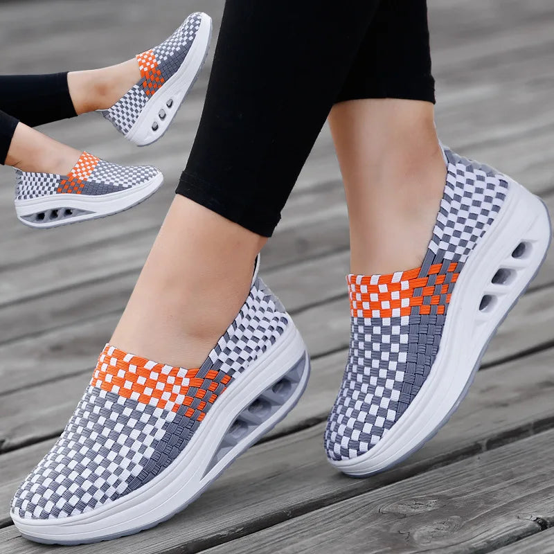 Women's Woven Wedge Loafers – Lightweight Non-Slip Slip-On Wedge Loafers Axl