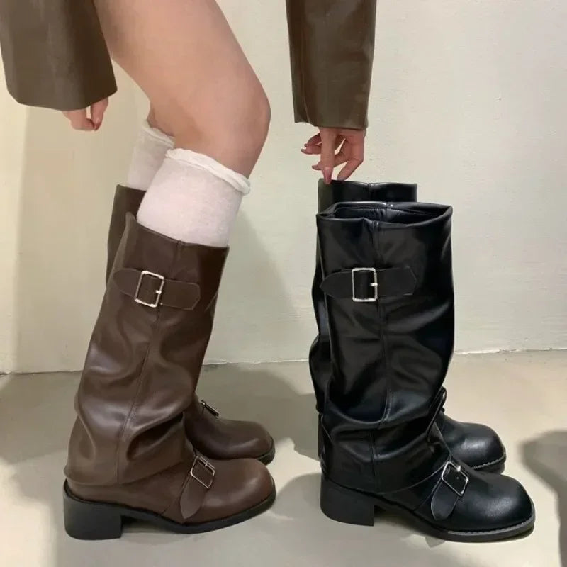 Women's Punk Gothic Platform Boots – Chunky Wedge Fur Lined Platform Ankle Boots Axl
