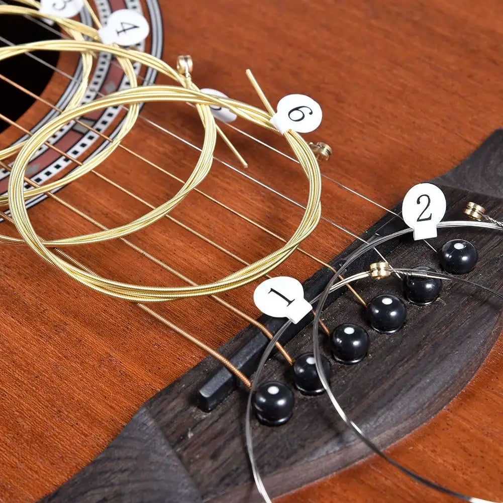 6-Piece Brass Acoustic Guitar Strings – Beginner Folk Set Acoustic Guitar Strings Axl