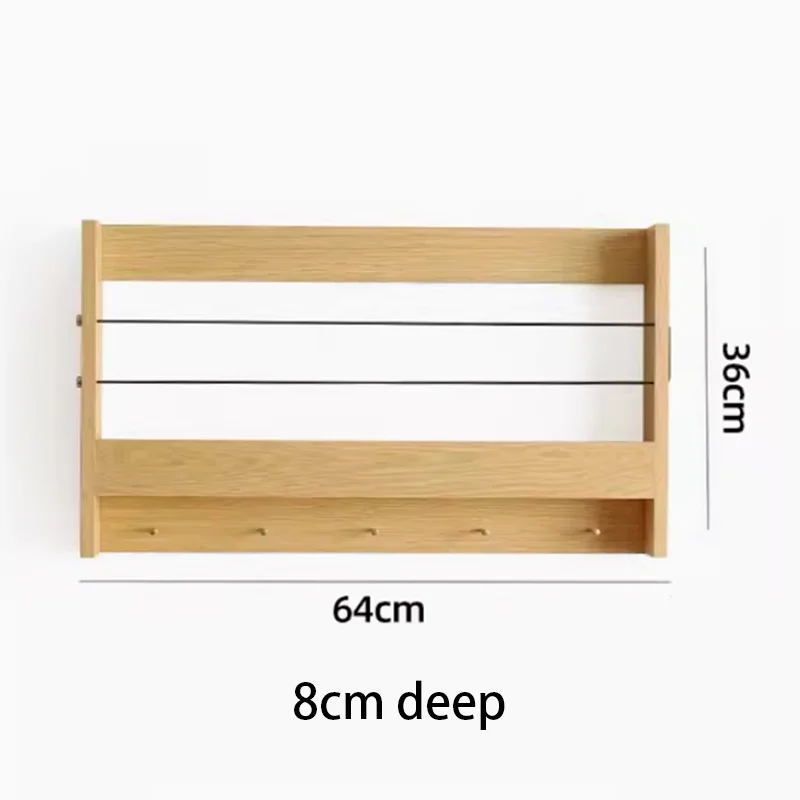 Wooden Floating Wall Shelf – Multifunctional Storage Rack Floating Wall Shelf Axl Yellow Oak Type C