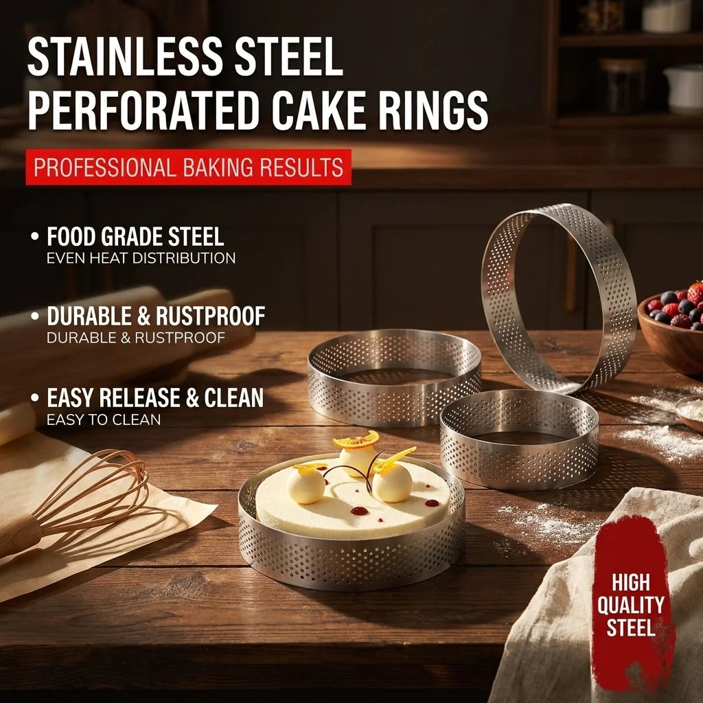 Perforated Stainless Steel Tart & Flan Ring Molds – 5 Sizes Tart Baking Mold Axl