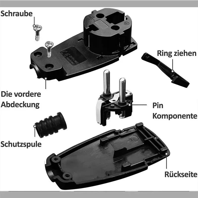 Ultra-Slim Euro Plug – German & French Universal Power Plug Electrical Plug Axl