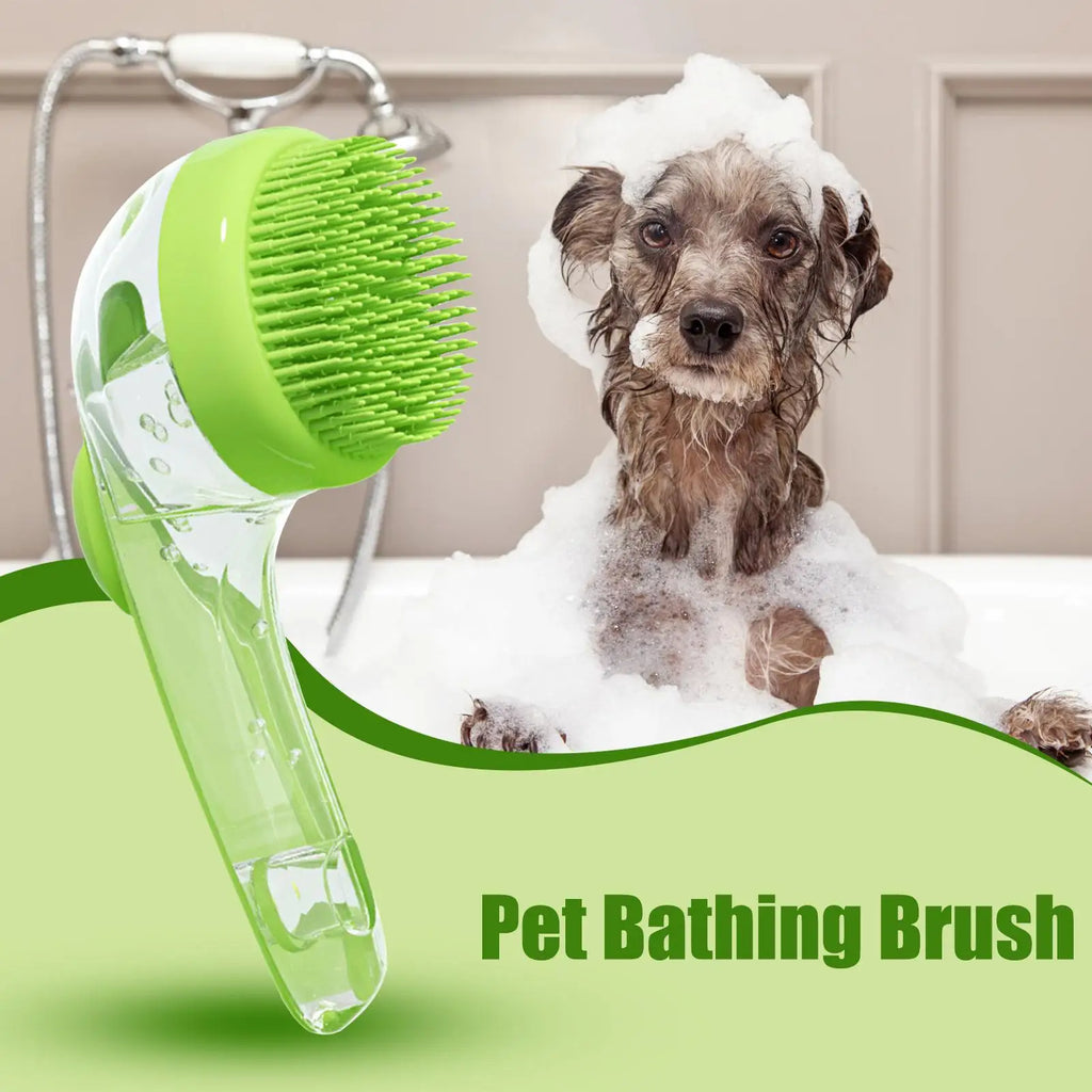 Silicone Dog Shampoo Brush with Built-In Soap Dispenser Pet Grooming Brush Axl