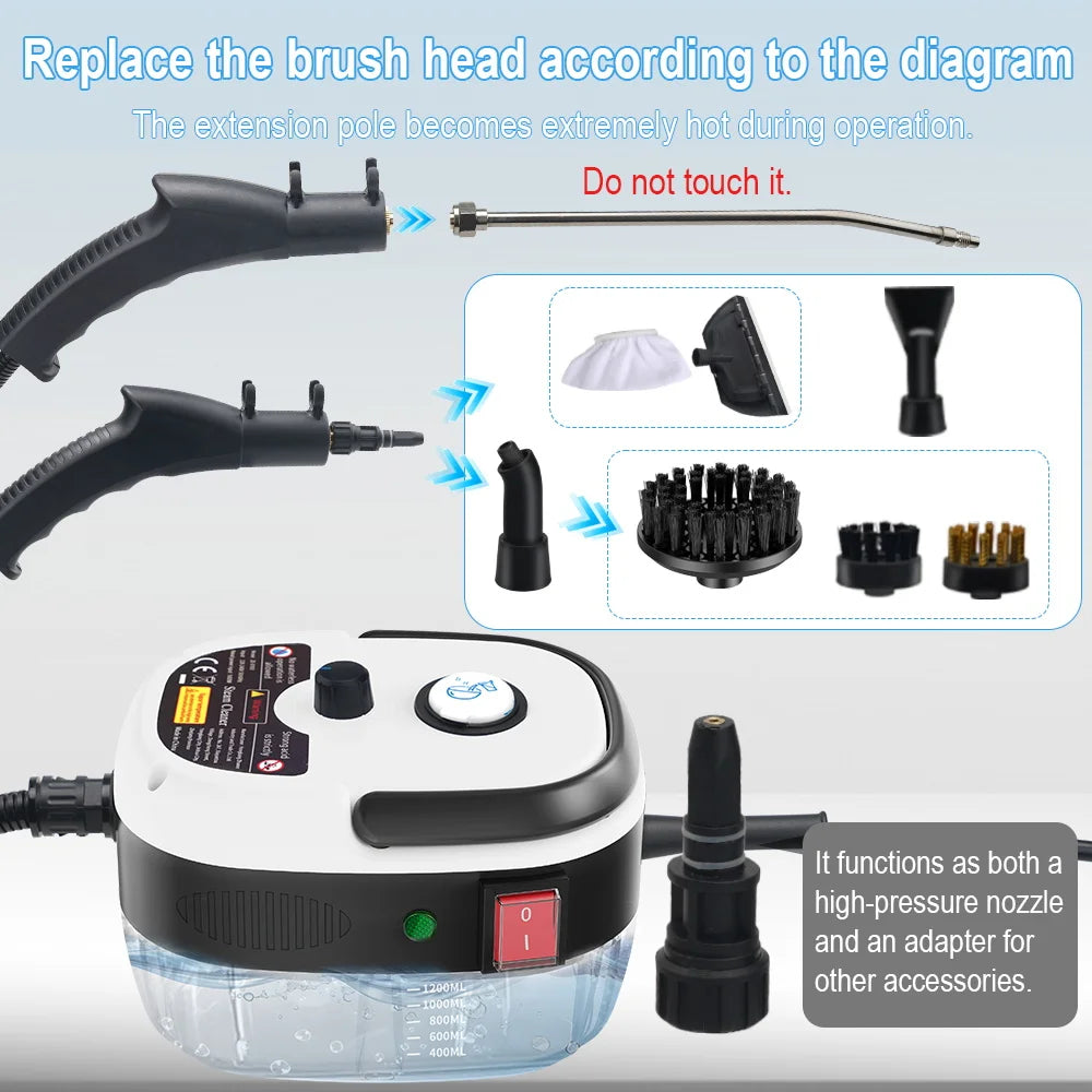 BALASHOV 2500W Handheld Steam Cleaner – Kitchen, Car & Home Handheld Steam Cleaner Axl