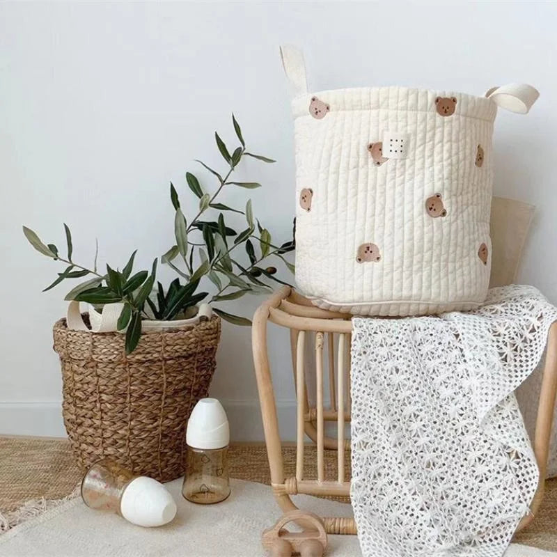 Cute Bear Embroidery Baby Diaper Bag & Storage Basket Baby Storage Organizer Axl
