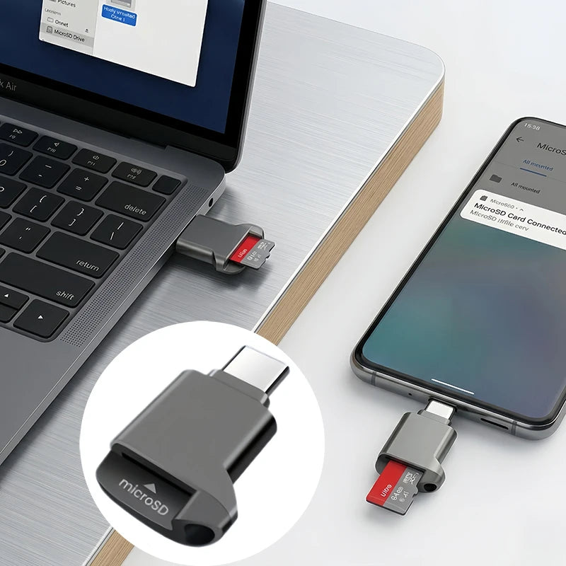 USB-C 3.0 Mini TF Card Reader for iPhone 17 16 | Fast MicroSD Memory Card Reader Axl