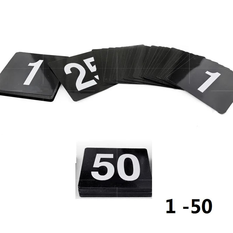 Plastic Table Number Cards 1–100 | Wedding & Restaurant Signs Table Number Cards Axl Black 1-50