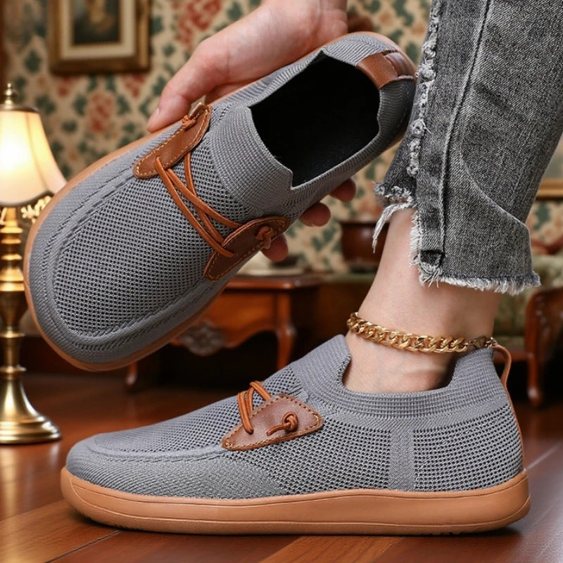 Women's Wide Toe Mesh Loafers – Barefoot Slip-On Sneakers Mesh Slip-On Loafers Axl Gray 44