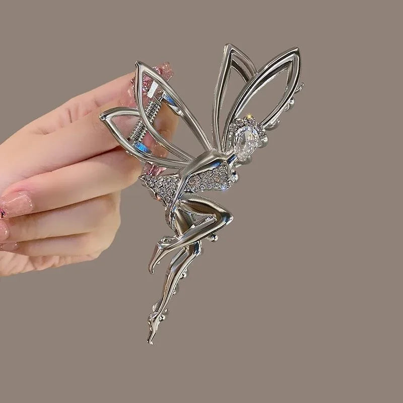 Rhinestone Crystal Angel Claw Clip – Elegant Metal Hair Clip Hair Claw Clip Axl Silver