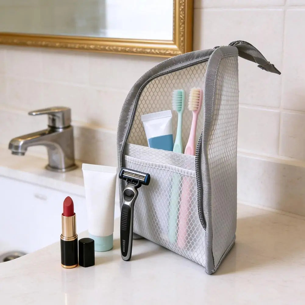 Clear Mesh Travel Makeup Bag – Cosmetic & Brush Organizer Cosmetic Organizer Bag Axl