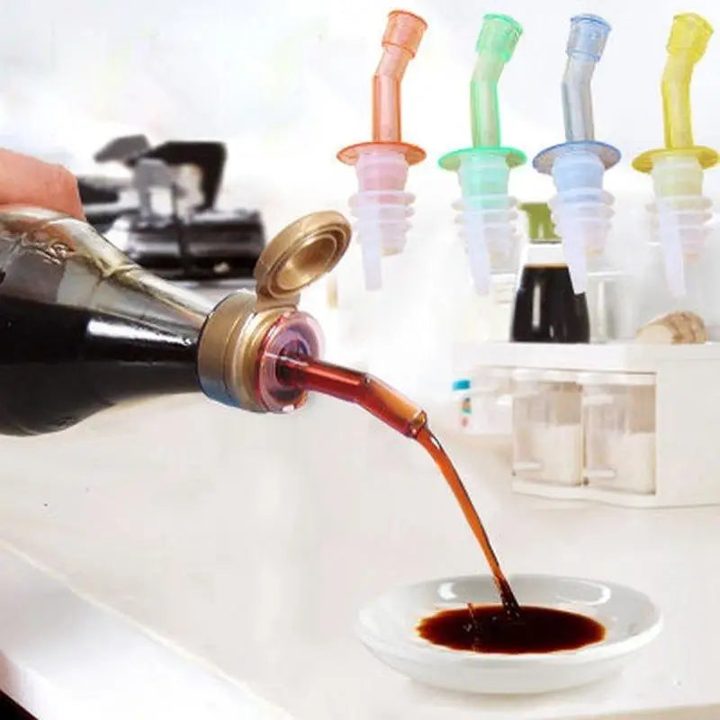 4-Pack Stainless Steel Wine Pourer Spout & Bottle Stoppers Bar Pourer Set Axl