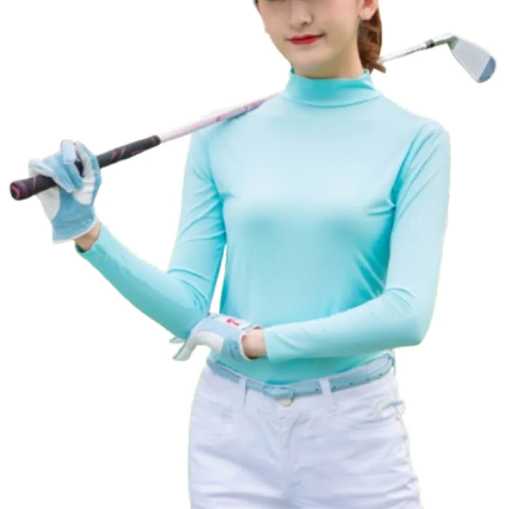Women's UV Protection Long Sleeve Golf Shirt – Quick-Dry Top Women's Golf Shirt Axl Blue-M