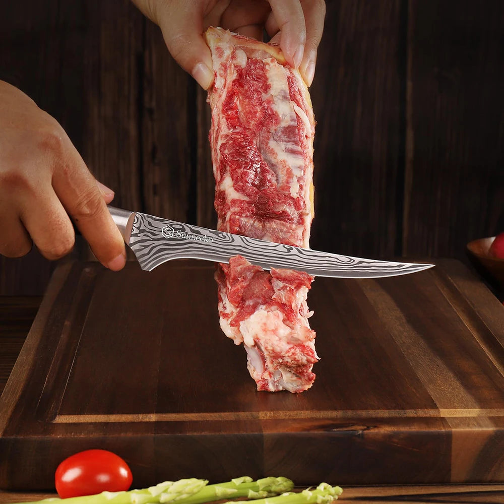 Sunnecko 6" Boning Fillet Knife | High Carbon Stainless Steel Boning Fillet Knife Axl