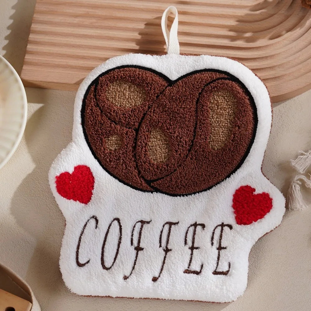 Coffee Print Hand Towel – Soft Absorbent Terry Cloth Kitchen Towel Kitchen Hand Towel Axl 3