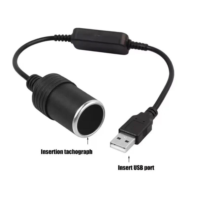USB to 12V Cigarette Lighter Socket Adapter Converter Car Power Adapter Axl