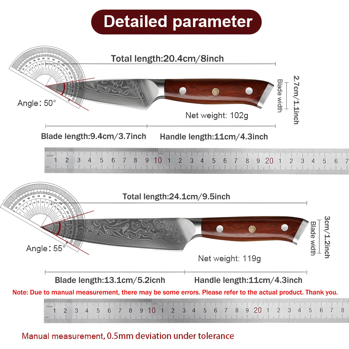 67-Layer Damascus Steel Kitchen Knife – Slicing & Peeling Damascus Kitchen Knife Axl