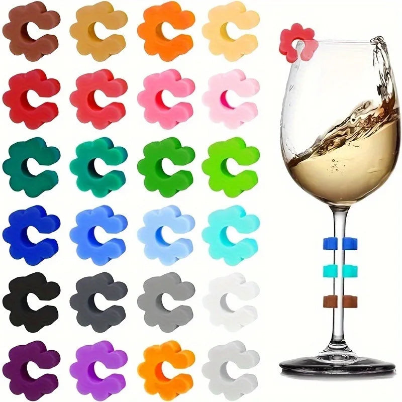 Silicone Wine Glass Markers – Color-Coded Party ID Tags Wine Glass Markers Axl