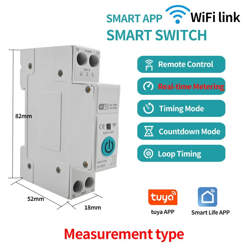 Tuya WiFi Smart Circuit Breaker – App & Timer Control 220V WiFi Circuit Breaker Axl