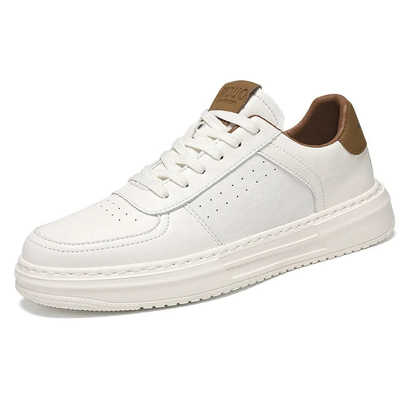 Men's White Leather Sneakers – Breathable Casual Walking Shoes Men's Casual Sneakers Axl
