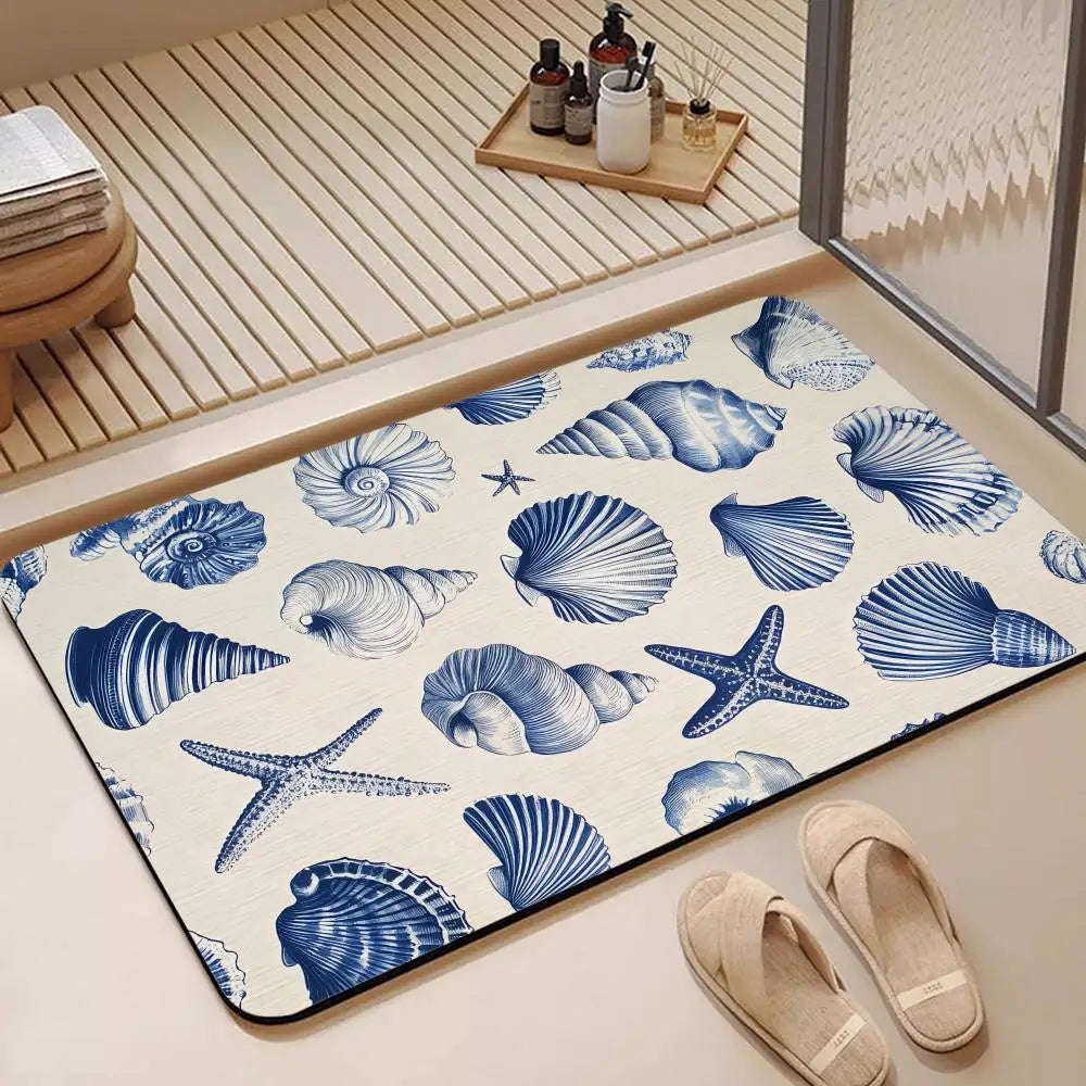Mediterranean Shell Diatomite Bath Mat – Quick Dry Non-Slip Diatomite Bath Mat Axl