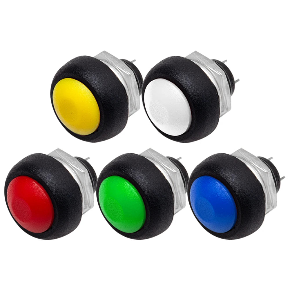 5-Pack 12mm Waterproof Momentary Push Button Switch PBS-33B Push Button Switch Axl 5colorx1pcs