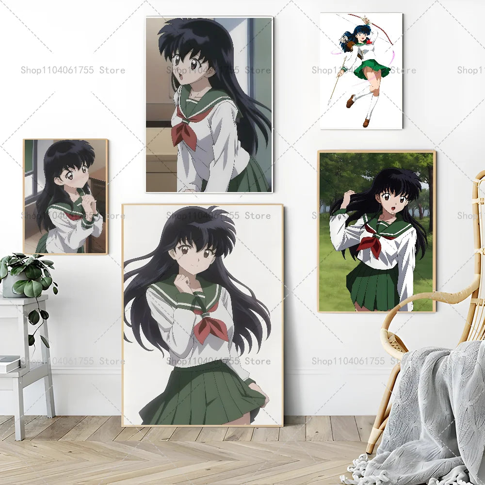 Inuyasha Kagome Anime Poster – Waterproof Self-Adhesive Wall Sticker Anime Wall Poster Axl