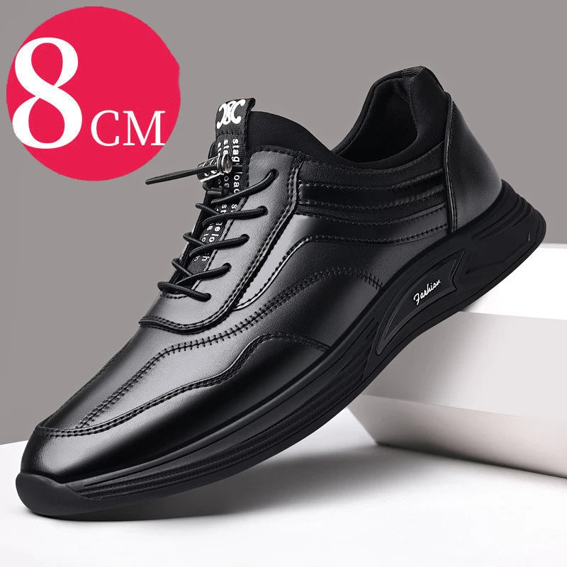 Men's Genuine Leather Height Increasing Sneakers | Breathable Leather Casual Sneakers Axl