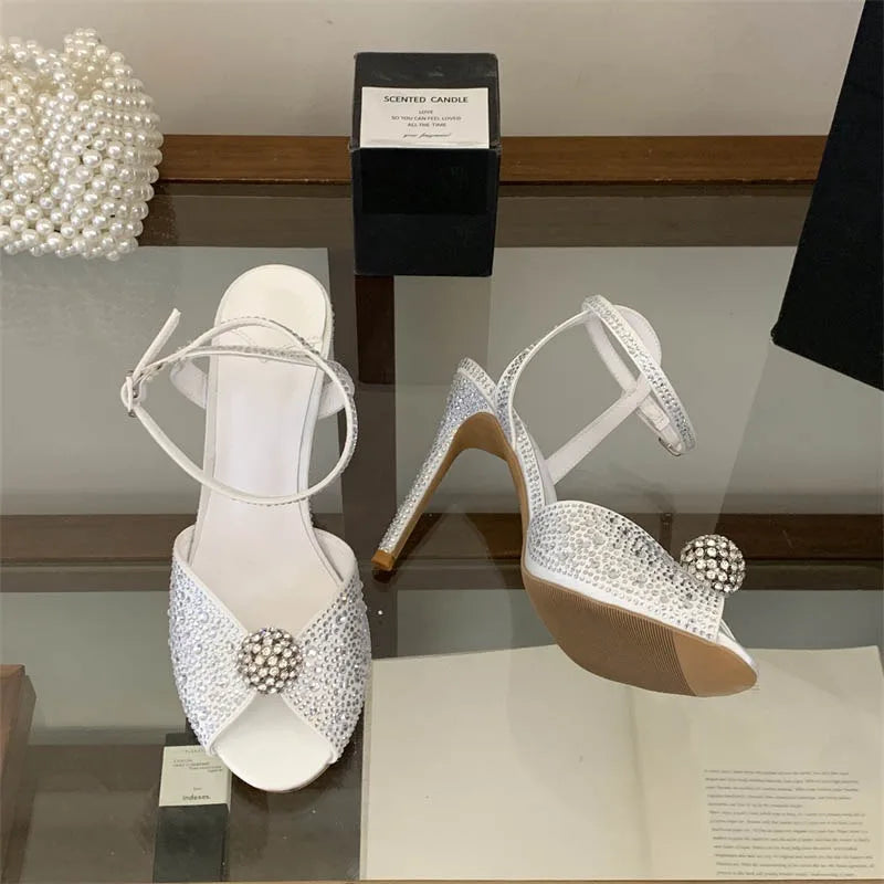Crystal Diamond Peep Toe High Heel Sandals for Women High Heel Sandals Axl