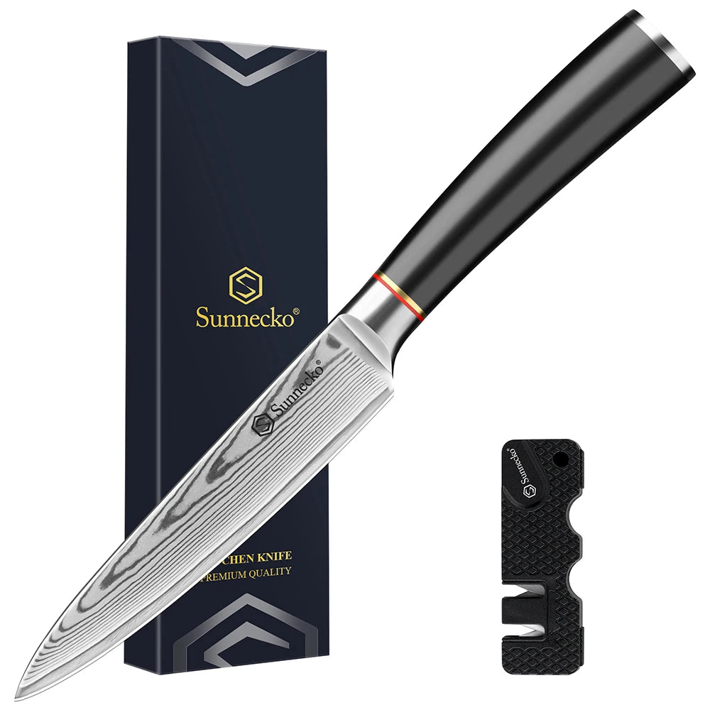 Sunnecko Damascus Chef Knife Set 1-5PCS | VG10 Steel Damascus Knife Set Axl 5 Inch Utility Knife China Mainland