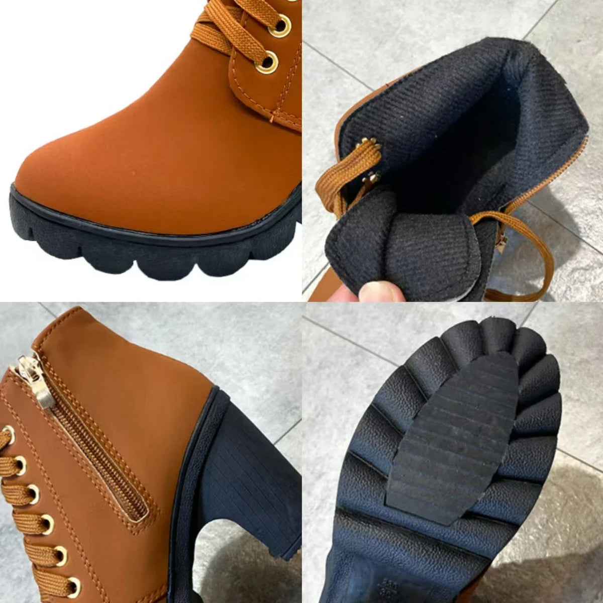 Women's Lace-Up Platform Ankle Boots | Square Heel Plus Size Platform Ankle Boots Axl