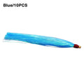 10-Piece Bucktail Teaser Jig Lures – Flash Skirt Bait Fishing Kit Fishing Lure Kit Axl Blue