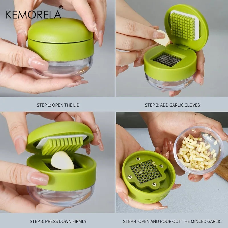 KEMORELA Mini Garlic Press Crusher – Handheld Ginger Masher Garlic Press Axl