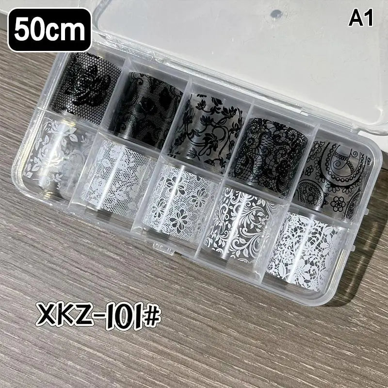 Lace Flower Nail Transfer Foils & Stickers – DIY Nail Art Nail Art Stickers Axl A1