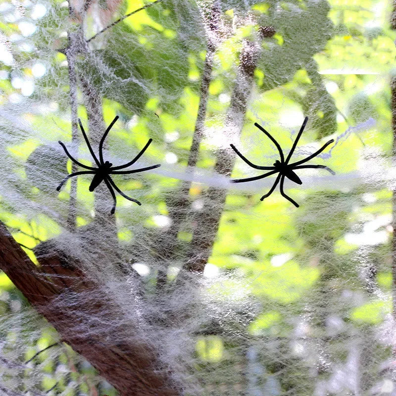 Halloween Stretch Spider Web Cotton Decor with 2 Spiders Halloween Decoration Axl
