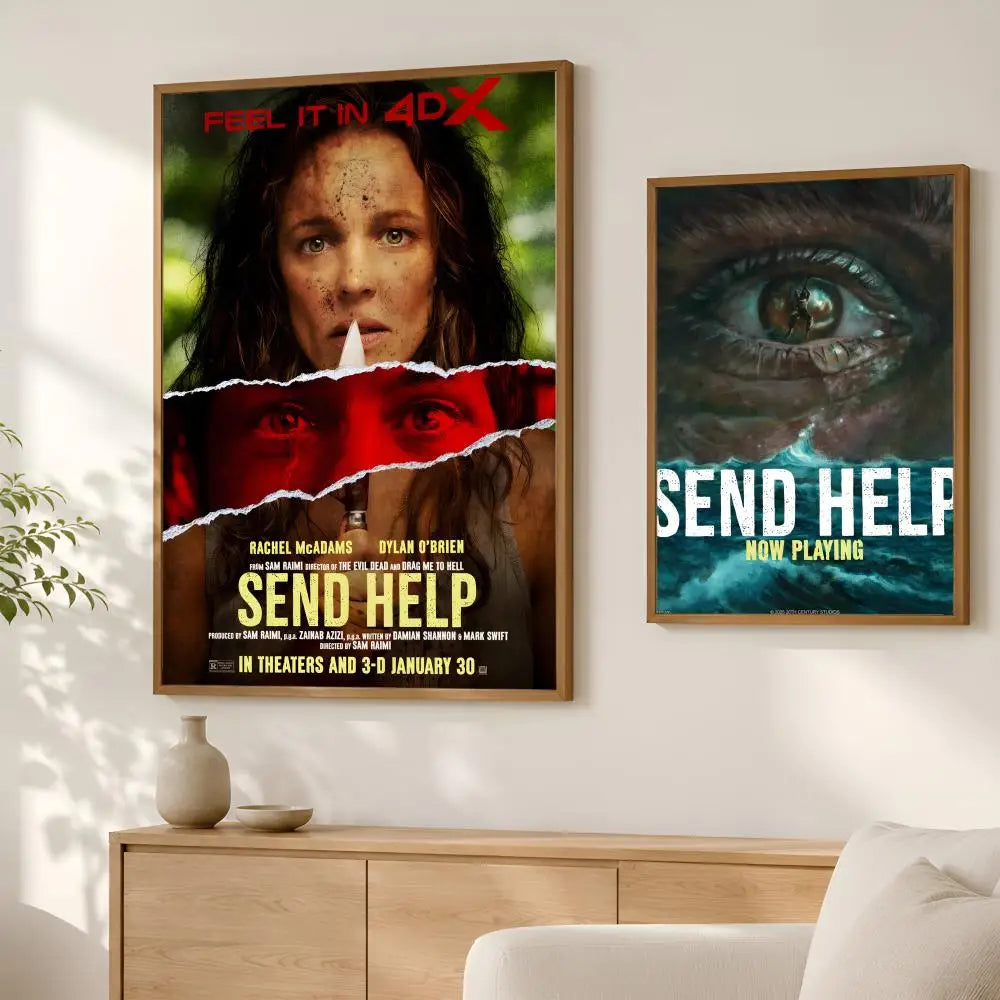 Send Help Funny Wall Poster – Self-Stick HD PVC Art Decor Wall Art Poster Axl