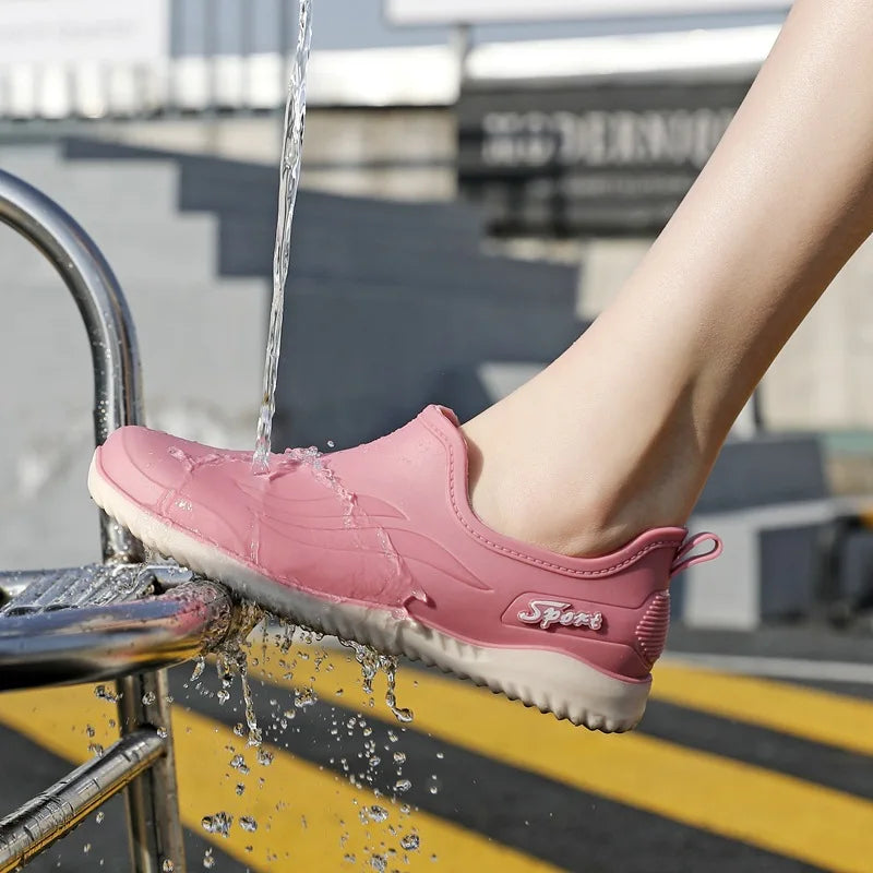 Women's Slip-On Ankle Rain Boots – Elegant Waterproof Shoes Women's Rain Boots Axl