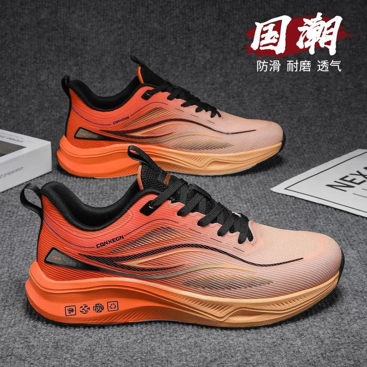Men's Breathable Lightweight Sneakers – Low Cut Running Shoes Men's Sneakers Axl Orange 39