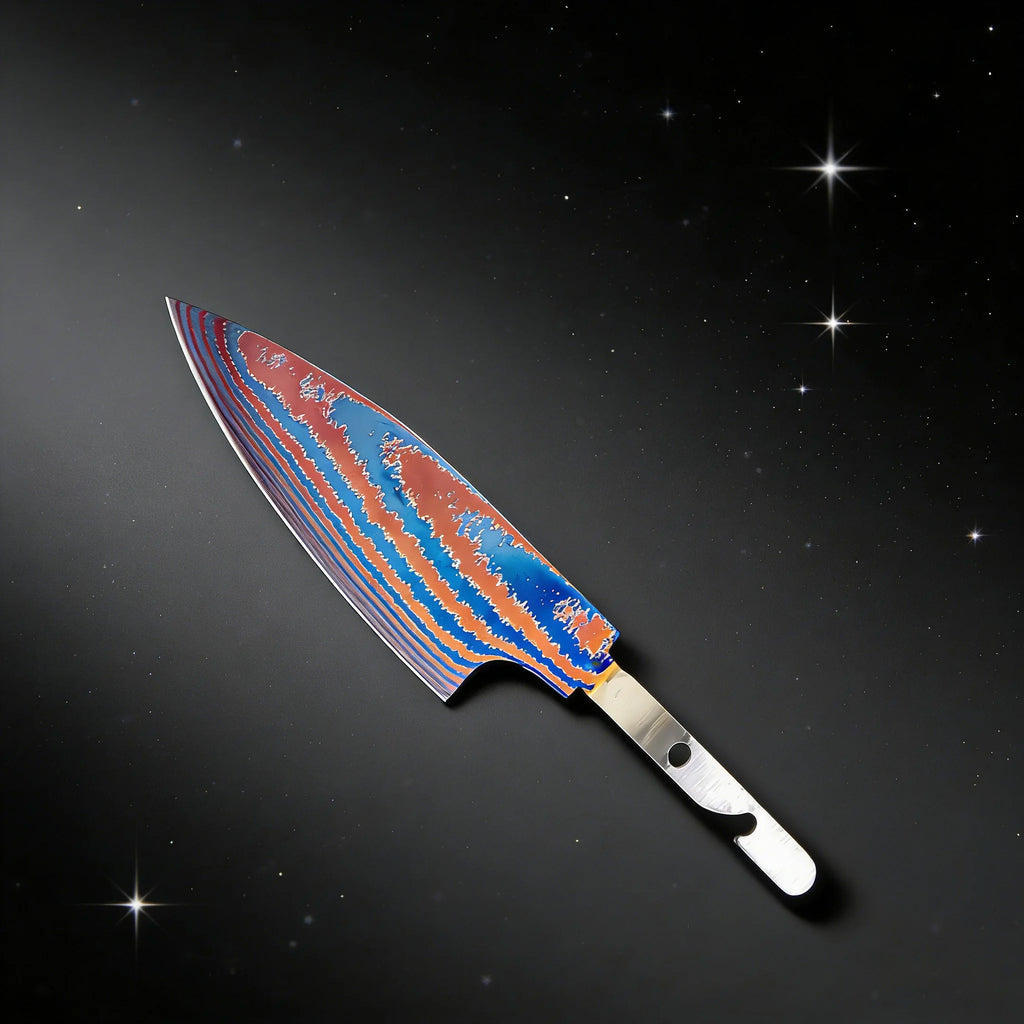 Hand Forged Titanium Damascus Blank Blade Fruit Knife – No Handle Blank Blade Knife Axl
