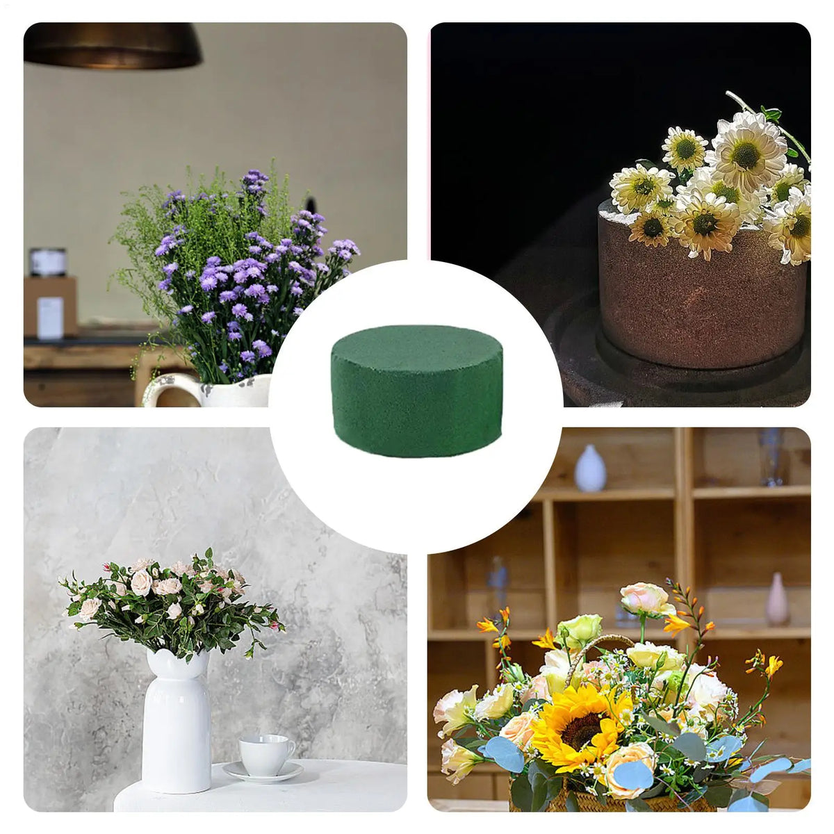 Round Floral Foam Blocks for Flower Arrangements – 6 Pack Floral Foam Blocks Axl